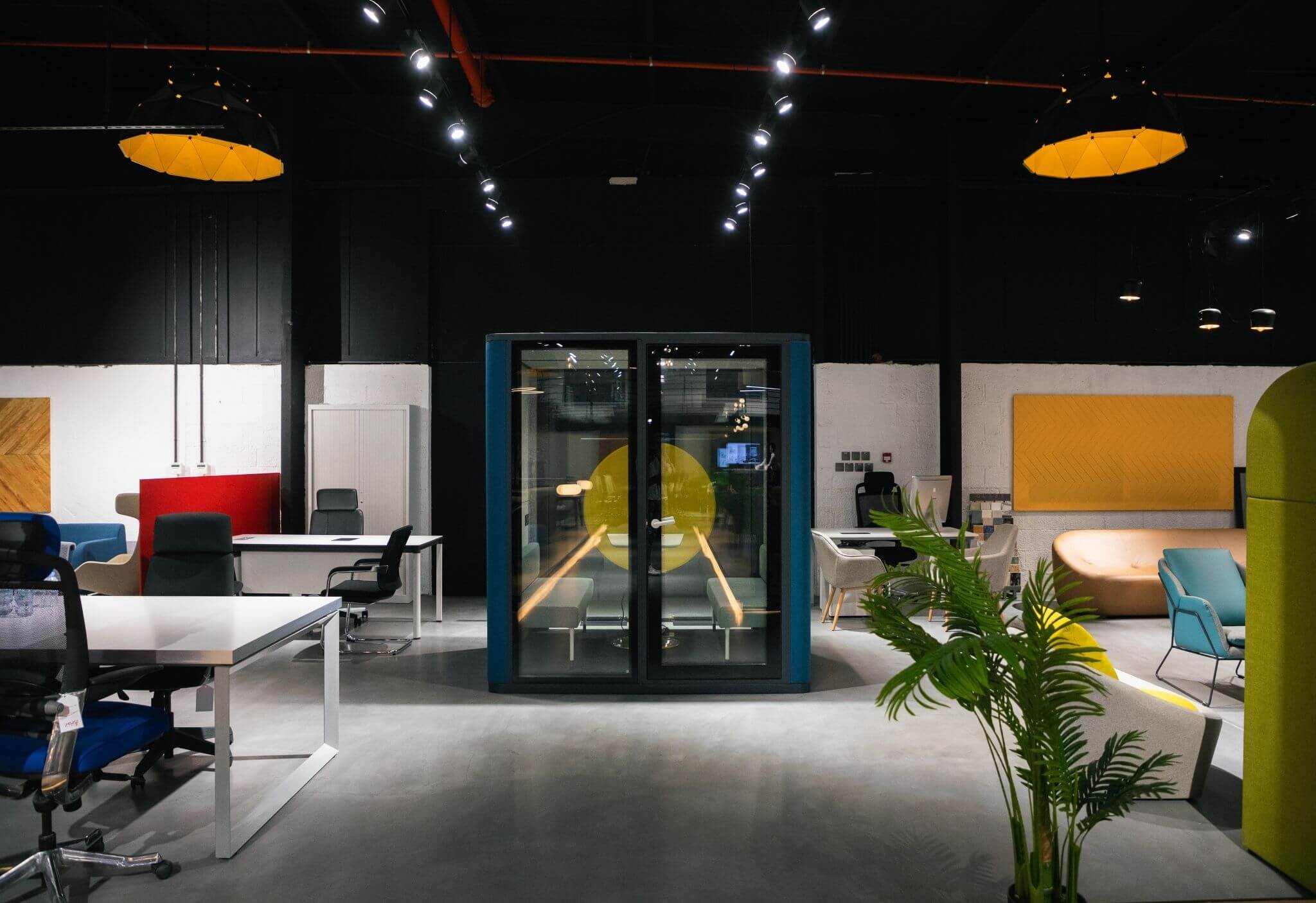Office furniture in Dubai by Motif Interiors showroom in Al Quoz office meeting pods